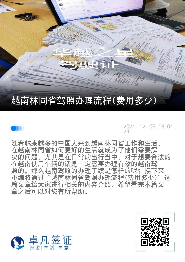 越南林同省驾照办理流程(费用多少)